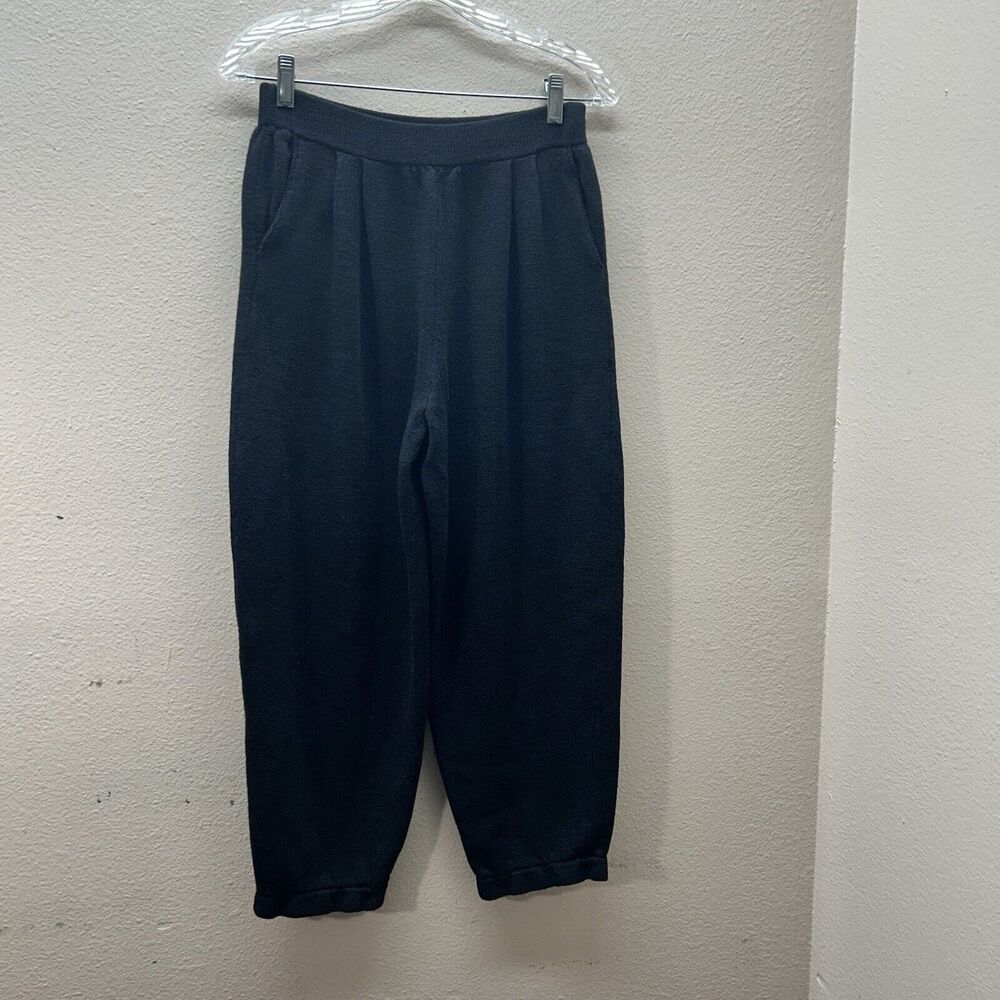 St John Black Santana Knit Pants Wide‎ Leg Pull On Sz 4 Barrel Vintage Cropped
